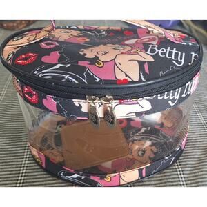 Betty Boop- large cosmetics travel bag- 9"x7.5"- NWOT- photo frame- pink & black
